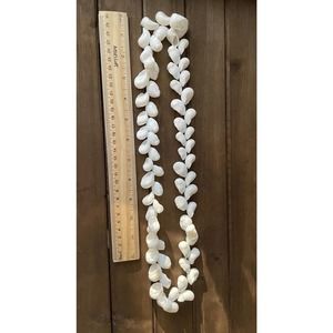 Vintage 1970s Shell Necklace Lei - Rare LARGE Round Shells - Hawaiian Wedding